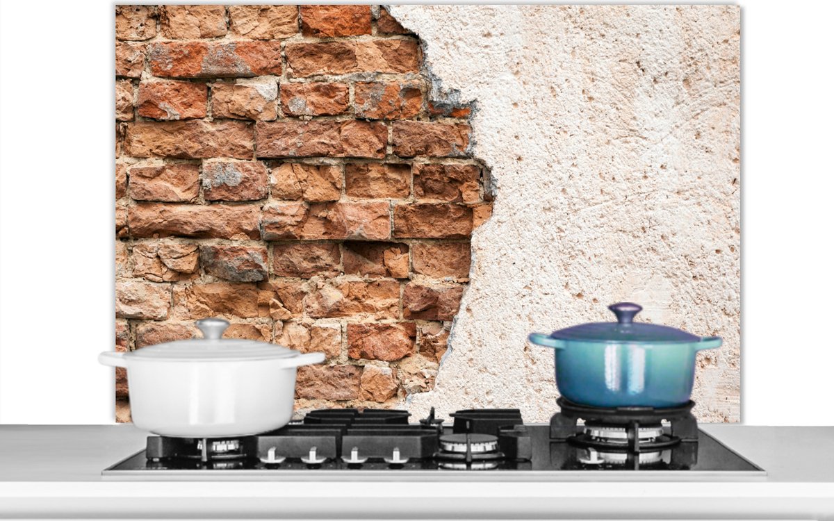 Spatscherm - Gips - Baksteen - Muur - Spatwand - Keuken achterwand - 100x65 cm