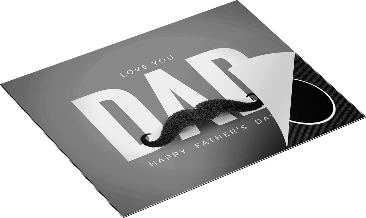 Chefcare Inductie Beschermer Love You Dad - Vaderdag - Papa - Zwart Wit - 65x52 cm - Afdekplaat Inductie - Kookplaat Beschermer - Inductie Mat