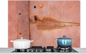 Spatscherm keuken 120x80 cm - Kookplaat achterwand Metaal - Roest print - Industrieel - Muurbeschermer - Spatwand fornuis - Hoogwaardig aluminium