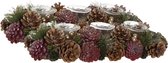 2x stuks kerst thema kaarsenhouders ornament roze/bruin nature 38 x 15 x 9,5 cm cm - Kerststukjes