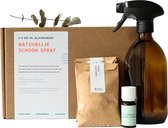 DIY Schoonmaak spray |Allesreiniger spray biologisch | Eucalyptus | Voordeelverpakking met 5 x navulling | Plasticvrije Allesreiniger | Amber Glas | 500ml