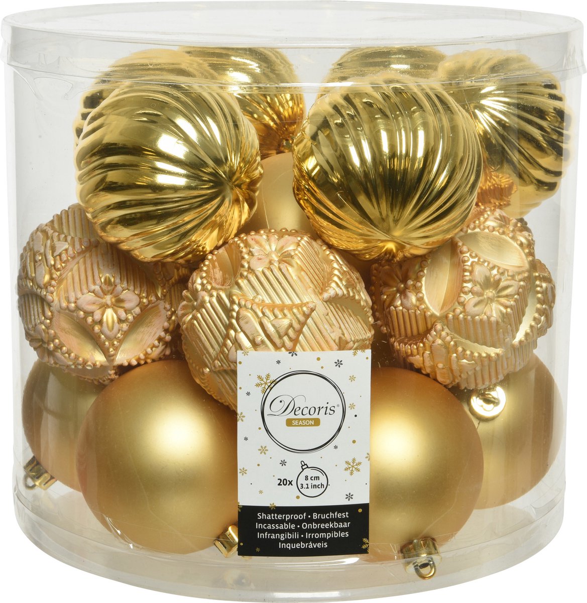 40x stuks kunststof kerstballen goud mix 8 cm - Onbreekbare plastic kerstballen