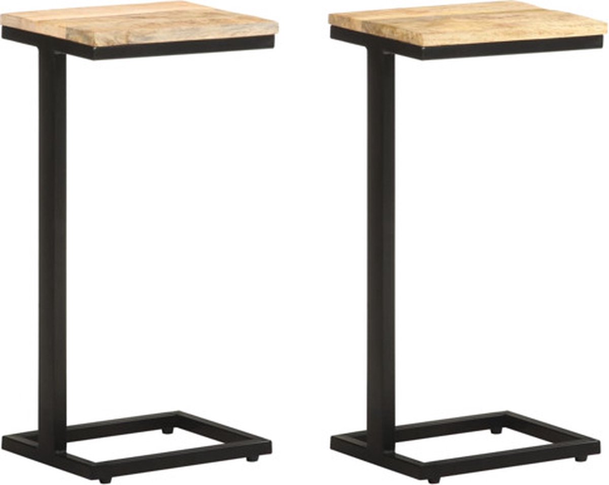 vidaXL Bijzettafels - 2 - st - 31,5x24,5x64,5 - cm - ruw - mangohout Bruin
