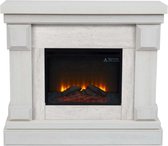 Teamson Home - Foyer électrique autoportant Hestia avec manteau et flamme de simulation - Cadre en faux marbre et grain de bois - 48 pouces - Grijs - VNF-00115GM