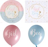 46-delige Genderreveal set met bordjes, servetten en ballonnen - genderreveal - baby - zwanger - geboorte - ballon - servet - babyshower