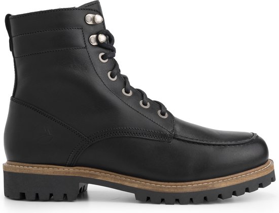 Travelin' Haugesund Heren - Leren Veterschoenen - Wol gevoerde boots - Zwart leer - Maat 40