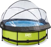 Bol.com EXIT Wood zwembad ø244x76cm met filterpomp en overkapping - bruin aanbieding