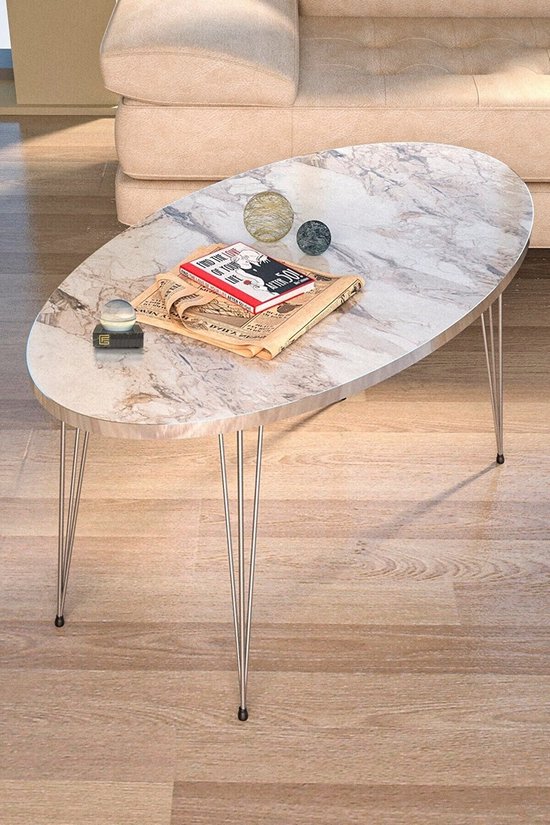 Table basse Sierra | Marbre | Blanc | Or | Design luxueux | Table d'appoint  en marbre... | bol.com