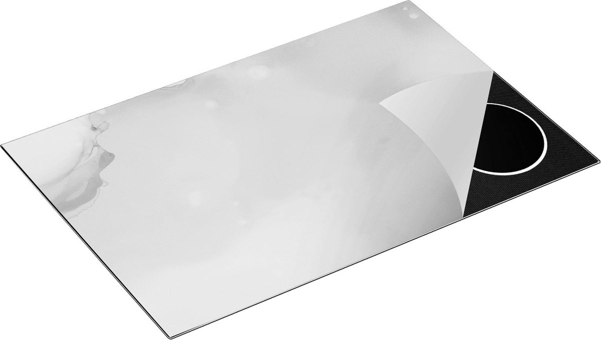 Chefcare Inductie Beschermer Abstracte Kunst - Licht Groene Marmer - Zwart Wit - 83x51,5 cm - Afdekplaat Inductie - Kookplaat Beschermer - Inductie Mat