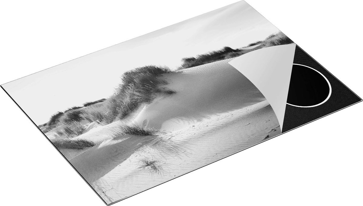 Chefcare Inductie Beschermer Zand Duinen aan het Strand - Zwart Wit - 77x51 cm - Afdekplaat Inductie - Kookplaat Beschermer - Inductie Mat