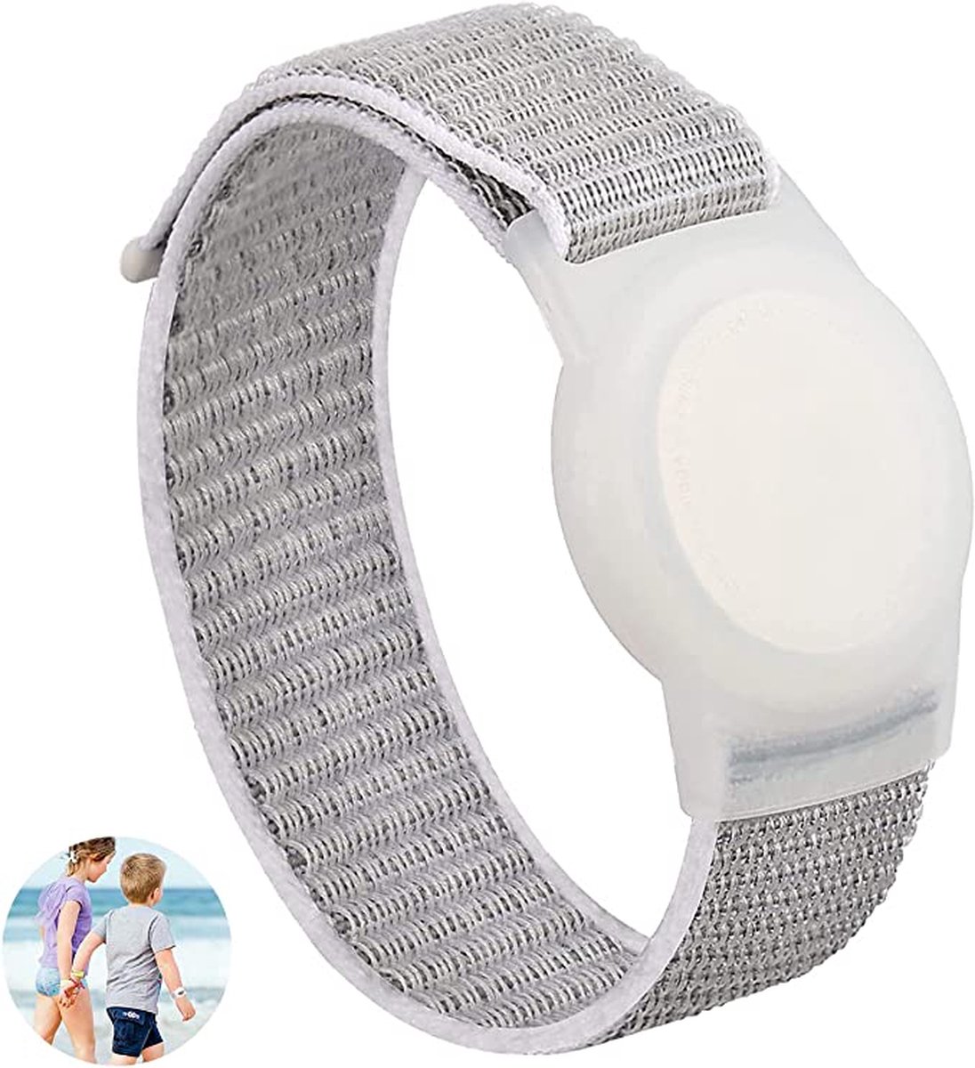 Premium Armband geschikt voor Apple AirTag voor Kinderen met Klittenband Sluiting Wit | AirTag-sleutelhanger Hoesje Kind | Polsband GPS Horloge Kind | Tracker Houder Armband | Trackers Band | Kinder Horloge | Peuter | GPS Horloge Senioren