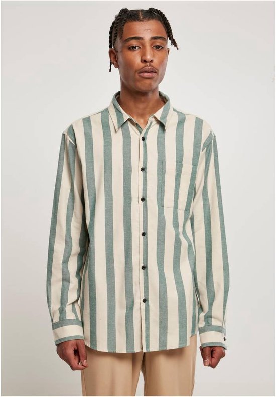 Urban Classics - Striped greenlancer/softseagrass Overhemd - XXL - Groen