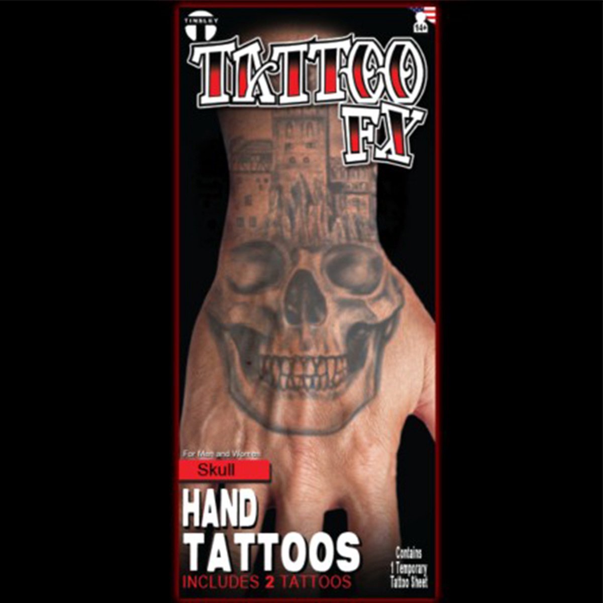 Partychimp Neptattoo Skelet Handtattoo voor bij Halloween Kostuum Volwassenen Carnaval