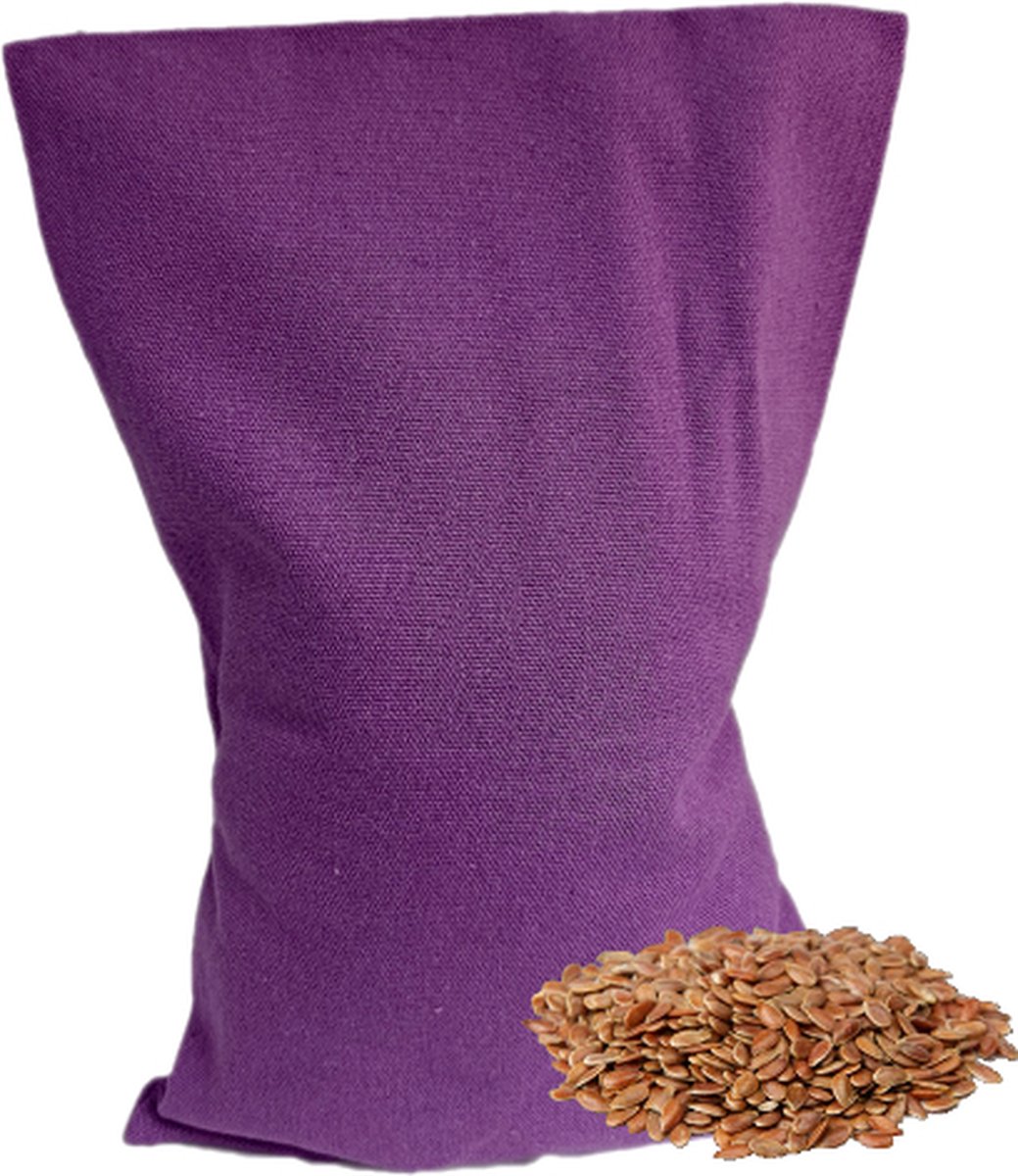 Goedkoopste Ecologisch Lijnzaadkussen 30 x 20 cm (paars), voor soepele spieren en ontspanning - Paars - wasbaar hoesje