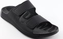 Zwarte ECCO sandalen met twee bandjes en klittenband.