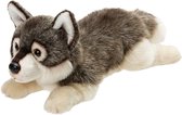 Pluche knuffel dieren Grijze Wolf 33 cm - Speelgoed knuffelbeesten - Wolven