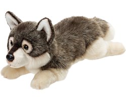 Suki Gifts Knuffel Wolf - knuffeldier - grijs - 33 cm - Wolven knuffels