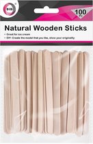 100x stuks Hobby knutsel ijslolly houtjes naturel 11 cm - knutselhoutjes