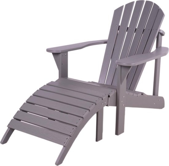MaximaVida chaise de jardin adirondack en plastique avec repose-pieds Montréal gris - version luxe