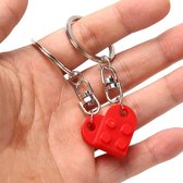 Porte-clés Bouwstenen - Imitation coeur bloc de construction - porte-clés brique - Amitié - Bien-aimé - BFF - Rouge