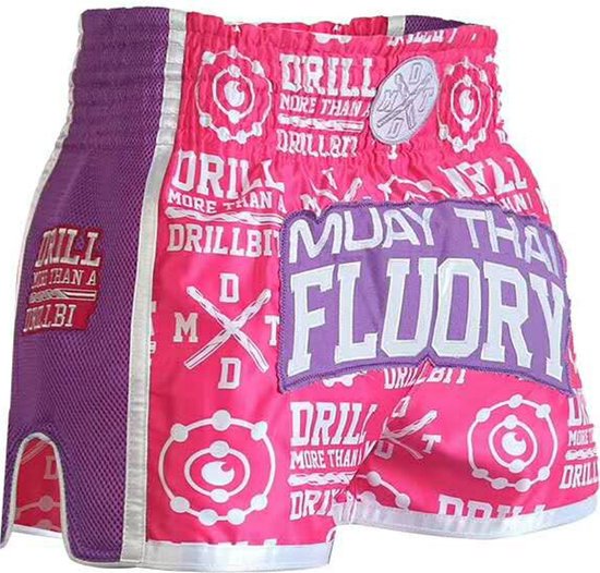 Fluory Dames Kickboks Broekje Muay Thai Short Drill Roze maat L