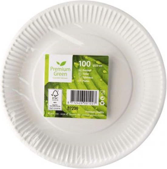 100 x Assiettes en carton Kraft karton blanc 23cm / Vaisselle jetable -  Fête/... | bol.com