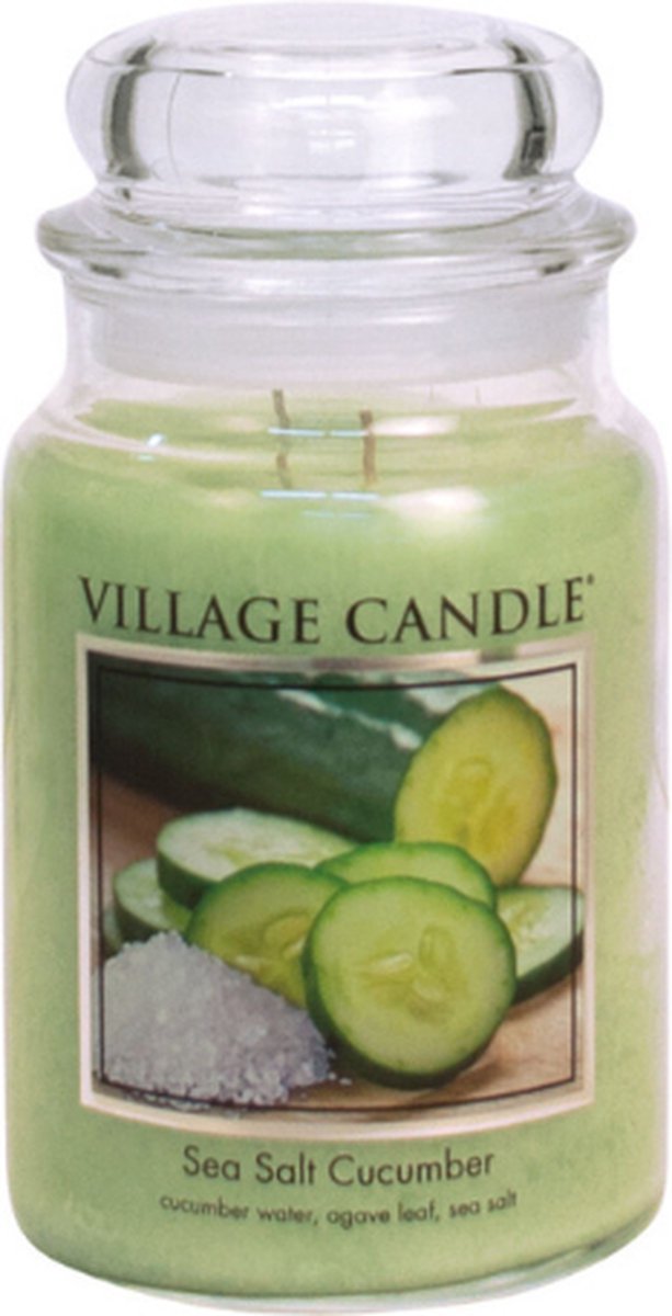 village candle Large Jar Sea Salt Cucumber Groen