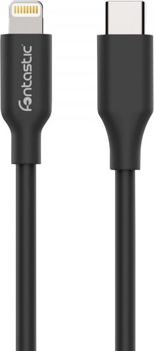 Fontastic snelladende oplaad/datakabel - 480 MBit/s - USB Type-C naar Lightning - MFI - 1.2 m - Zwart
