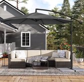Bol.com MAZAZU Tuinparasol – Groot 245x300 cm – Grijs – UV-Bescherming – Metalen Frame – Met Zwengel – Weerbestendig aanbieding