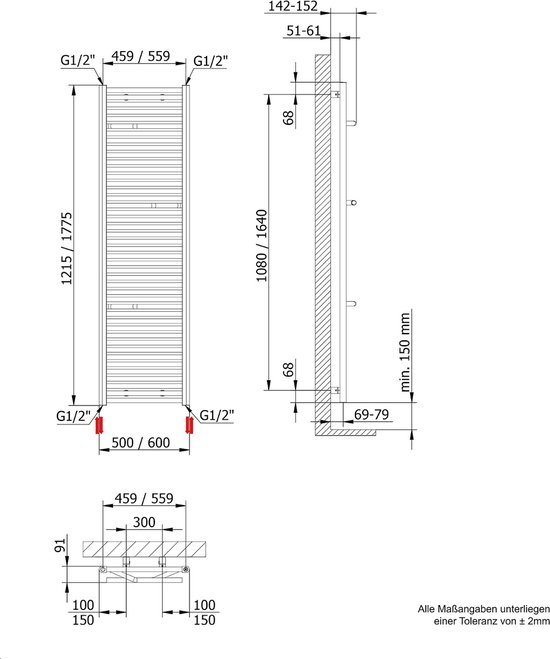 Schulte designradiator MIAMI 938 Watt alpineWIT 50 x 177 cm