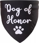 Honden bandana zwart met in wit de tekst Dog of Honor - trouwen - hond - bandana