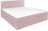 Beddenleeuw Boxspring Bed Lana met Opbergruimte - 90x200 - Incl. Hoofdbord + Topper - Oud roze