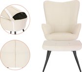 Fauteuil - Stoel - Luxe Stoel - Met Voetenbank - Stof - Lounge Stoel - Wit