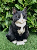 British Shorthair 30 cm - Chat assis gros noir - chaton - chat - polyester - polystone - statue - statue de jardin - plastique de haute qualité - figurine décorative - intérieur - accessoire - pour intérieur - extérieur - cadeau - cadeau
