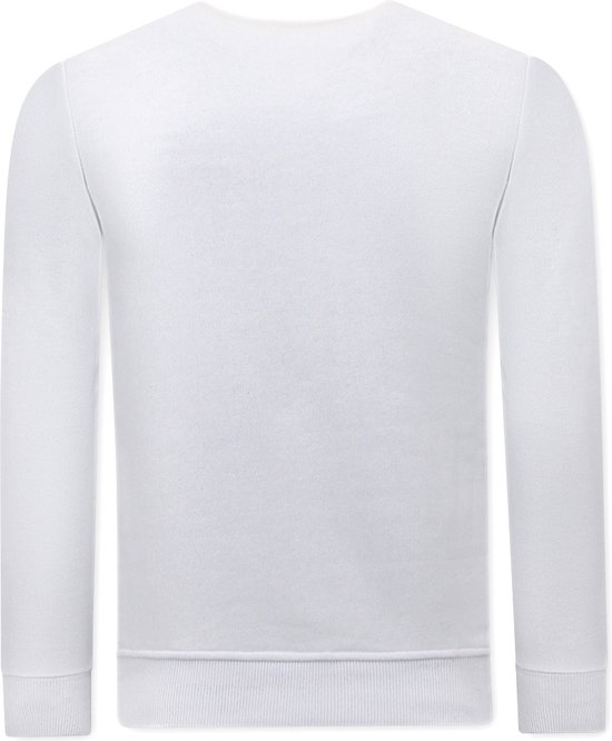 Heren Sweater met Print Teddy Bear - 3617 - Wit