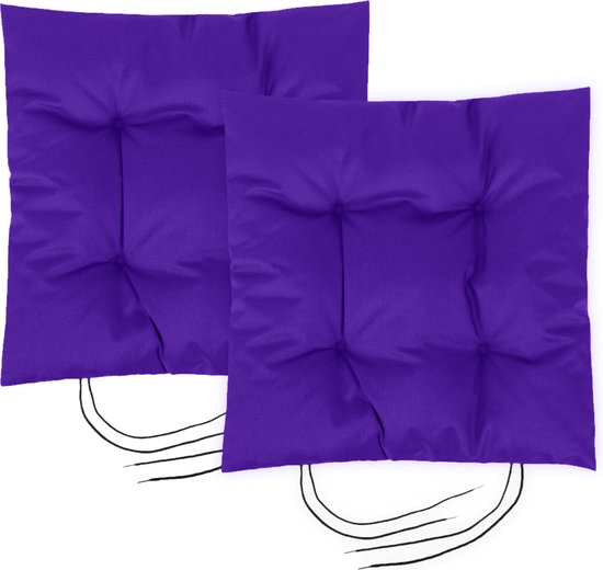 Tuin Stoelkussen met Lint - Matras Kussen voor Binnen en Buiten - Eetkamer Kussen - Waterproof Zitkussens voor Stoelen - 40cm x 40cm