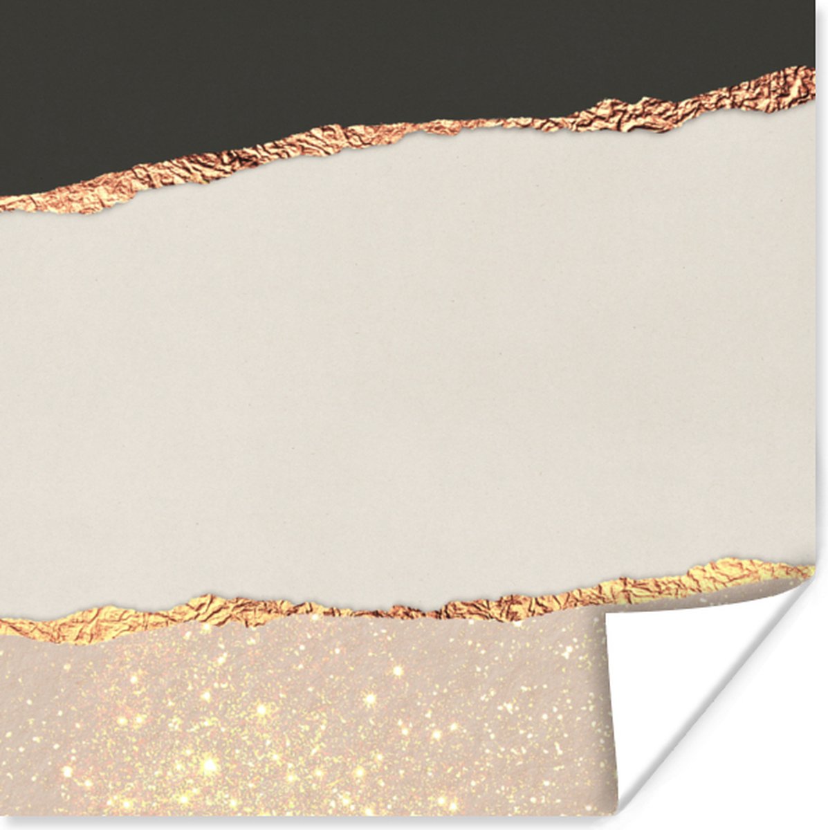Poster Abstract - Goud - Glitter - Luxe - 100x100 cm XXL