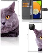 Telefoonhoesje Samsung Galaxy A03 Flipcover Case Kat