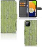 Wallet Book Case Geschikt voor Samsung Galaxy A03 Telefoon Hoesje Green Wood