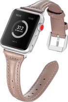Leren bandje - geschikt voor Apple Watch Series 1/2/3/4/5/6/7/8/9/SE/SE 2 met case size 38 mm / 40 mm / 41 mm - bruingrijs