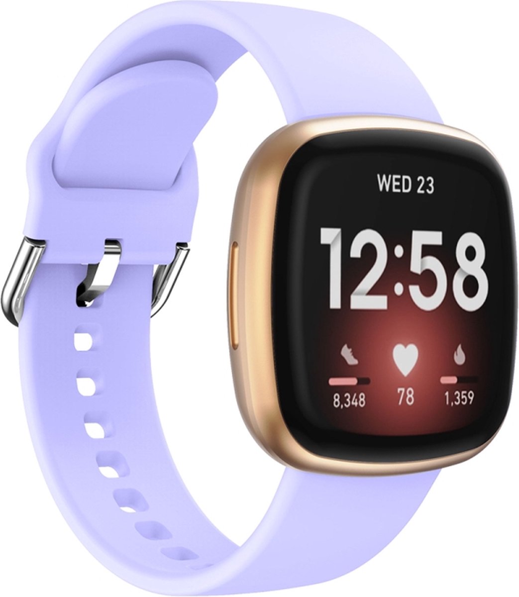 Siliconen bandje - geschikt voor Fitbit Versa 3 / Versa 4 / Sense / Sense 2 - lila