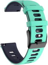 Siliconen bandje - geschikt voor Garmin Venu / Venu 2 Plus / Venu SQ / SQ 2 / Vivomove / 3 / Style / Vivoactive 3 / Vivoactive 5 / Forerunner 55 / 165 / 245 / 645 - mintgroen-donkerblauw