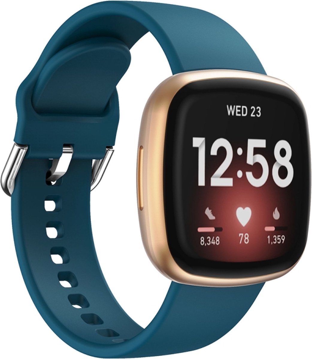 Siliconen bandje - geschikt voor Fitbit Versa 3 / Versa 4 / Sense / Sense 2 - donkergroen