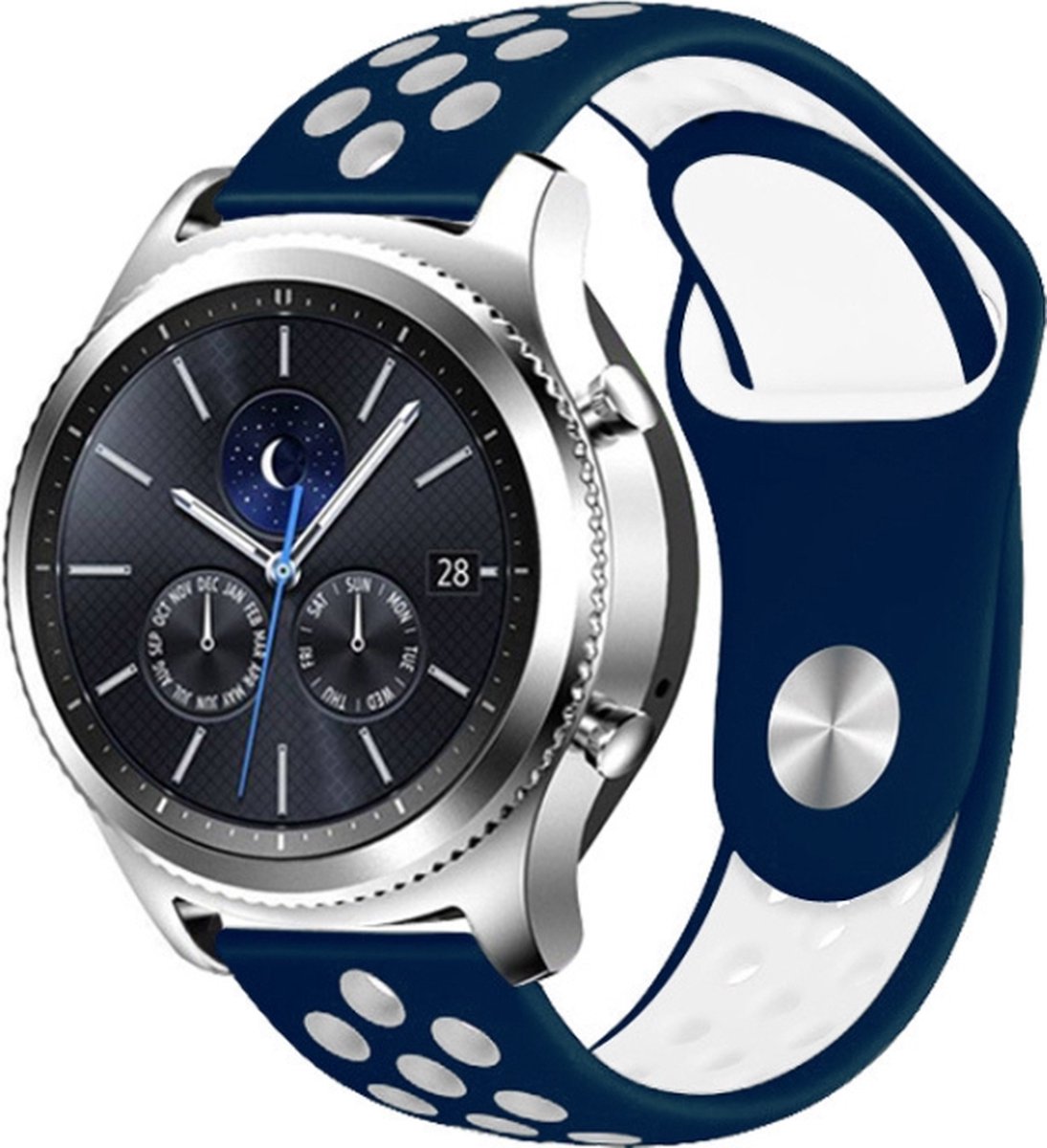 Siliconen bandje - geschikt voor Samsung Gear S3 - blauw-wit