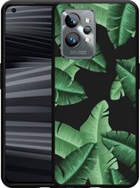 Realme GT2 Pro Hoesje Zwart Palm Leaves - Designed by Cazy