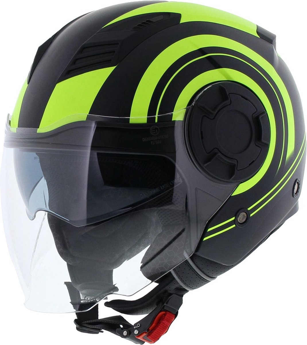 Vito Isola jethelm mat zwart fluor XS - Scooterhelm & Motorhelm