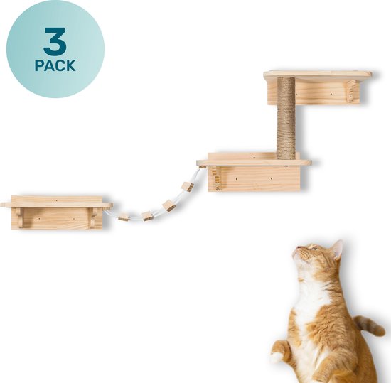 LBB - Katten klimmuur - Ladder en krabpaal - Katten klim wand - Krabpaal muur - Klimmuur kat - Krabpaal voor grote katten