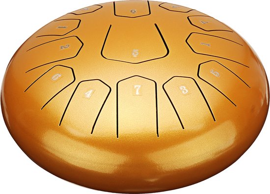Steel Tongue Drum - 30cm - 13 Tongen - Klankschaal - Lotus Drum - Klanktherapie - Sound Healing - voor Yoga Meditatie & ontspanning -Goud van MOMOупор — afbeelding 3