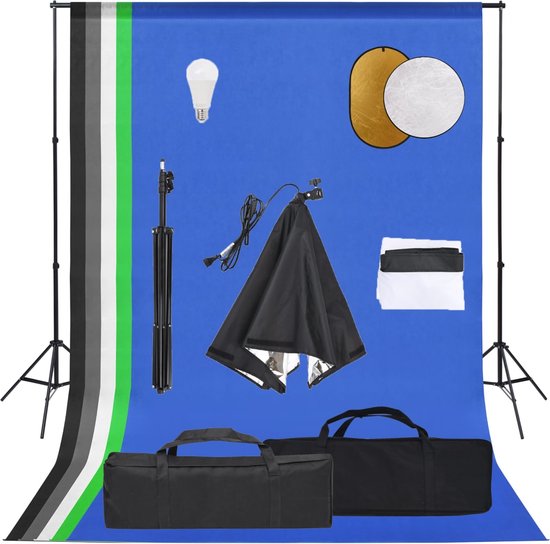 Foto: Vidaxl fotostudioset met softboxlamp achtergrond en reflector