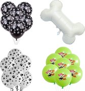20-delige honden ballonnen set Happy Dog zwart wit groen - hond - dog - ballon - hondenbot - huisdier - decoratie - groen